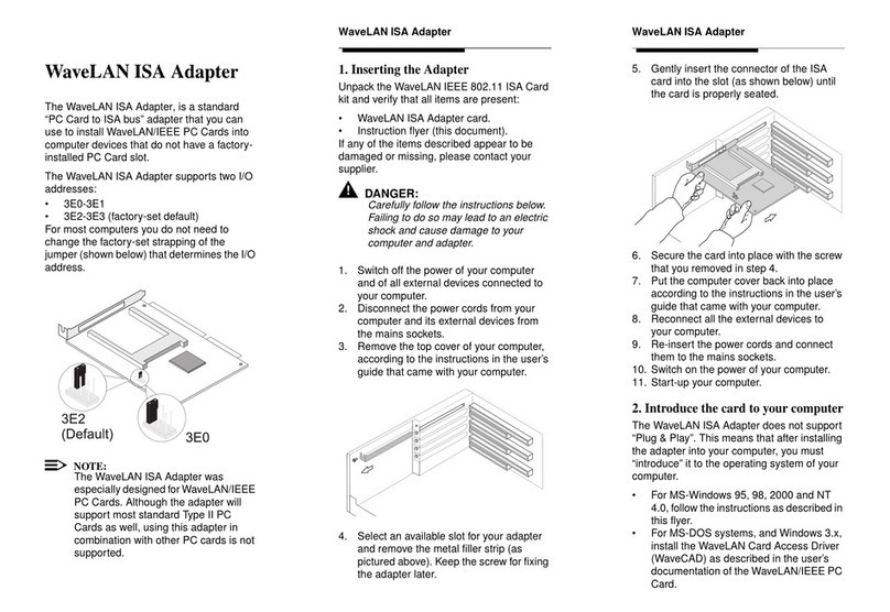WAVELAN ISA Adapter Quick install guide