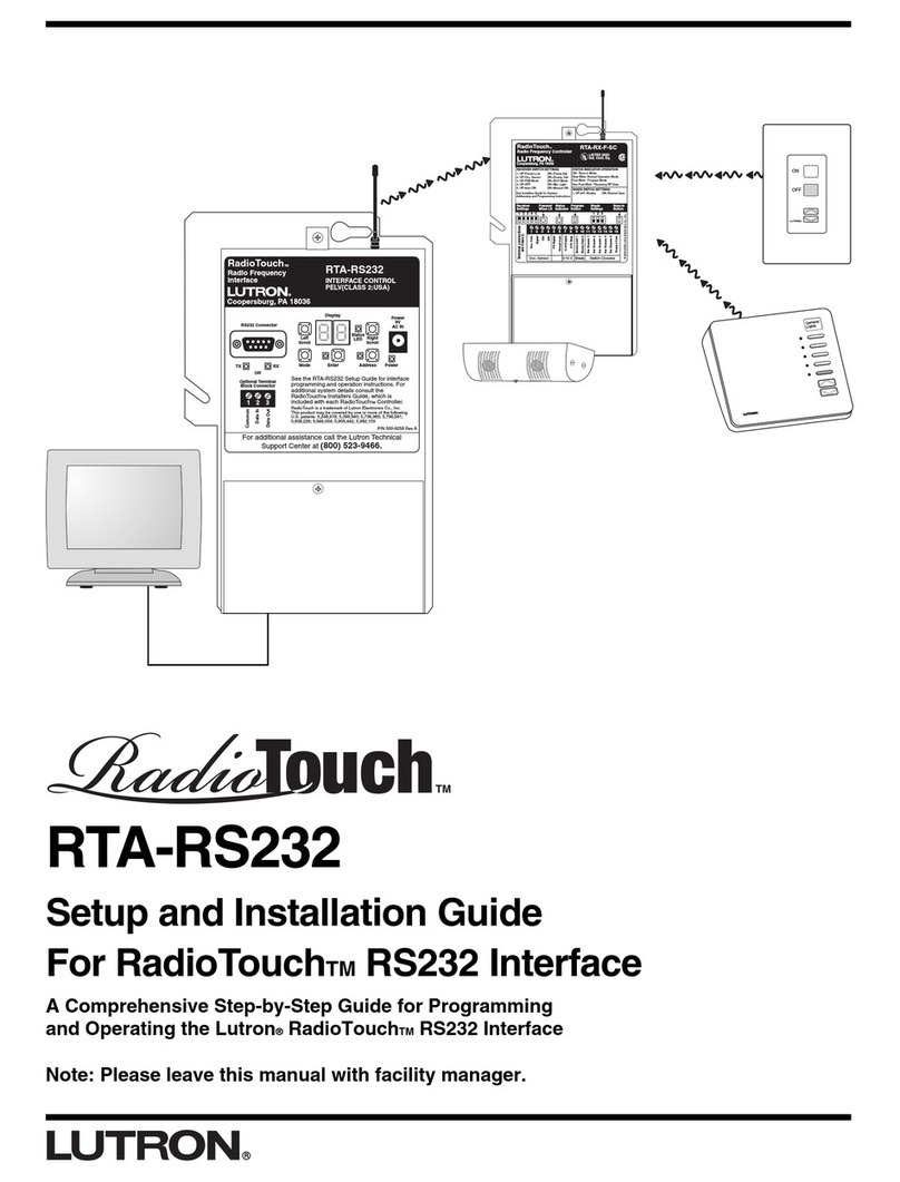 Lutron Electronics RadioTouch RTA-RS232 Operating and safety instructions