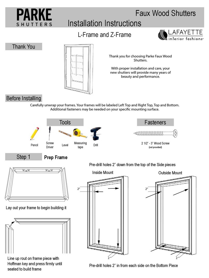 Lafayette PARKE Faux Wood Shutters installation instructions Lafayette PARKE Faux Wood Shutters installation instructions