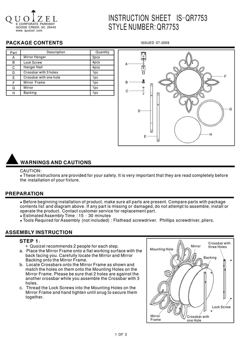 Quoizel QR7753 instruction sheet