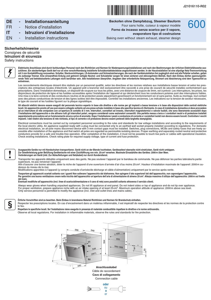 V-ZUG 600 installation instructions