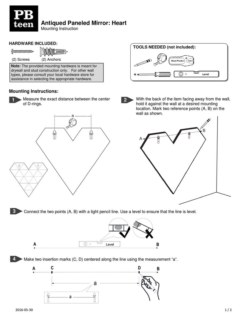 PB TEEN Antiqued Paneled Mirror Heart Mounting instruction