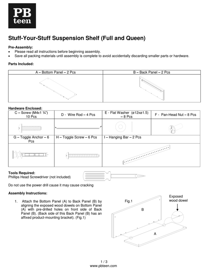 PB TEEN Stuff-Your-Stuff Suspension Shelf Assembly instructions