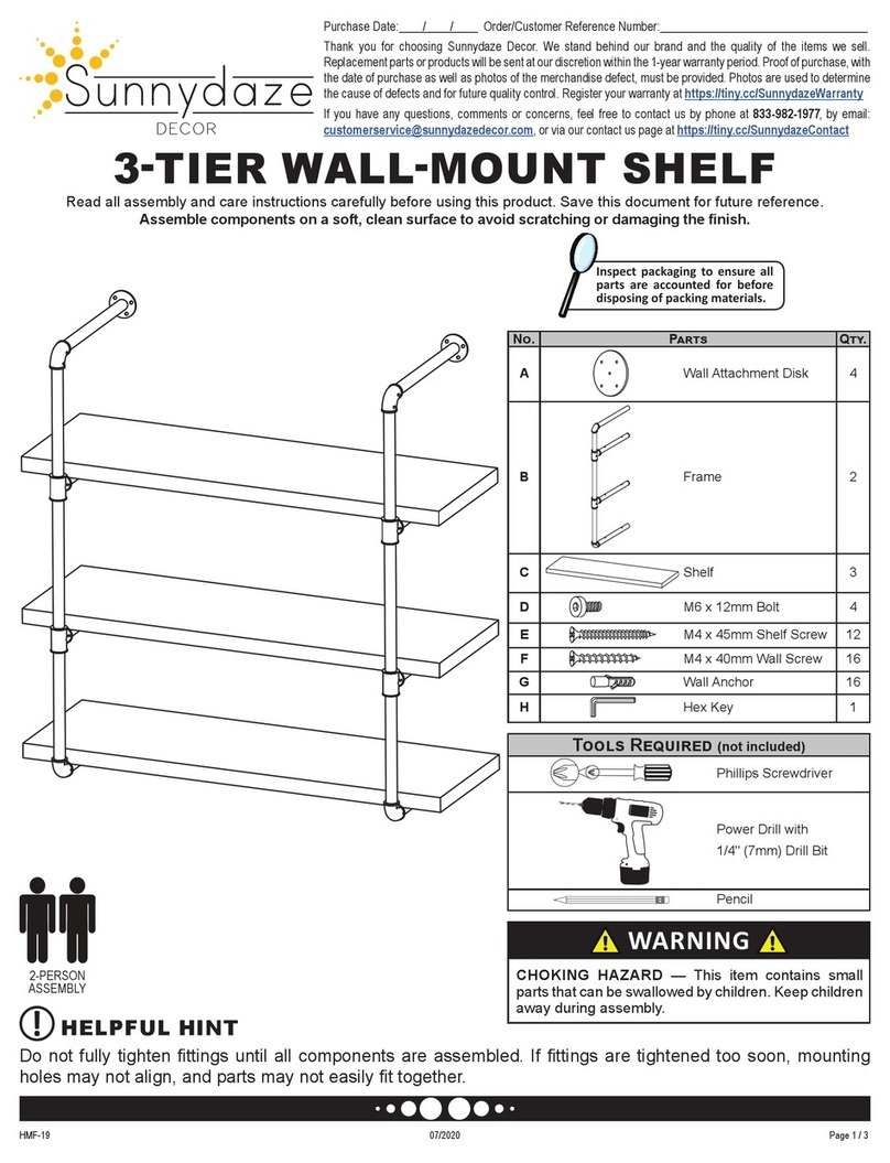 Sunnydaze Decor 3-Tier Wall-Mount Shelf manual