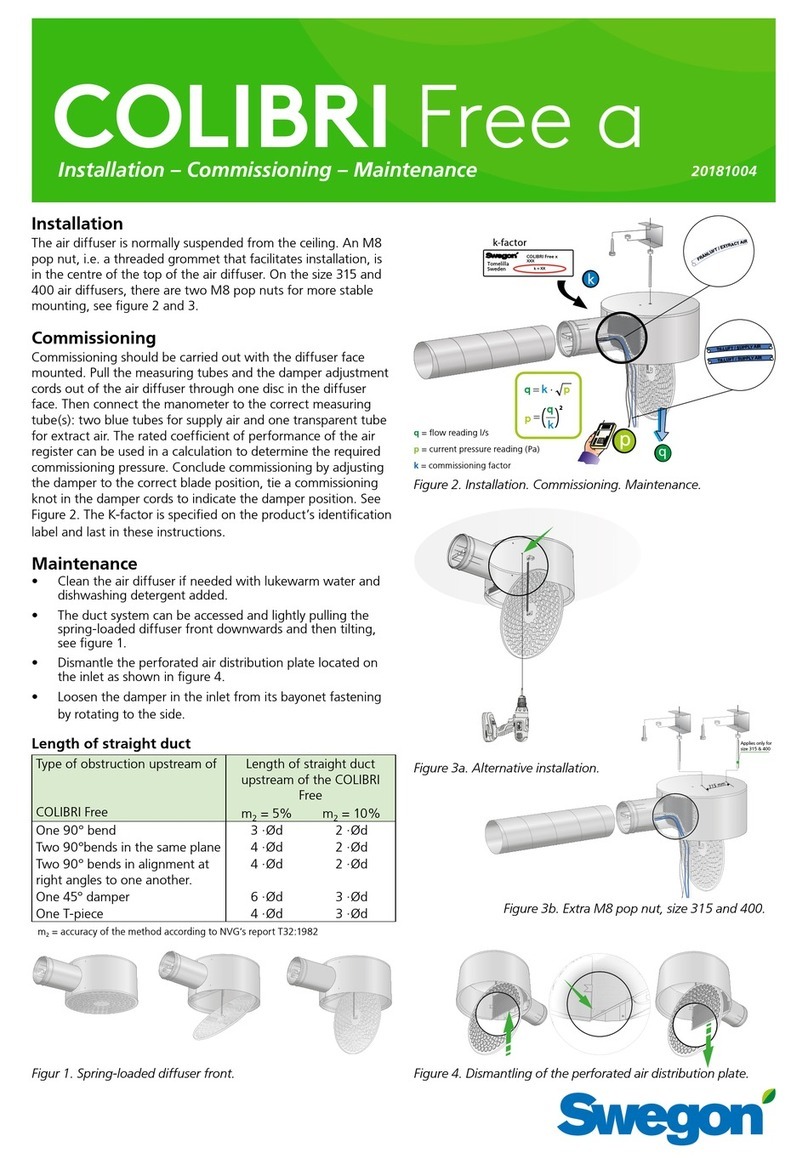 Swegon COLIBRI Free a Installation, commissioning maintenance
