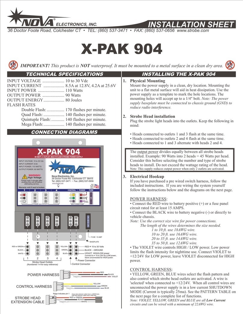 Nova Electronics X-PAK 904 Installation sheet Nova Electronics X-PAK 904 Installation sheet