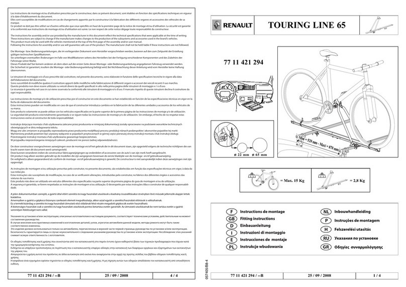 Renault TOURING LINE 65 Fitting instructions