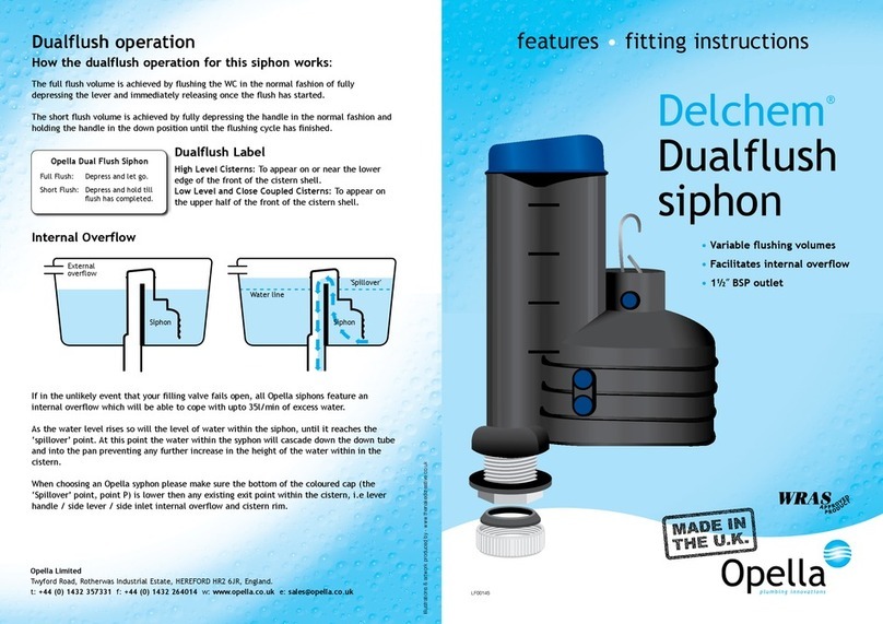 Opella Delchem Dualflush siphon Features, Fitting Instructions