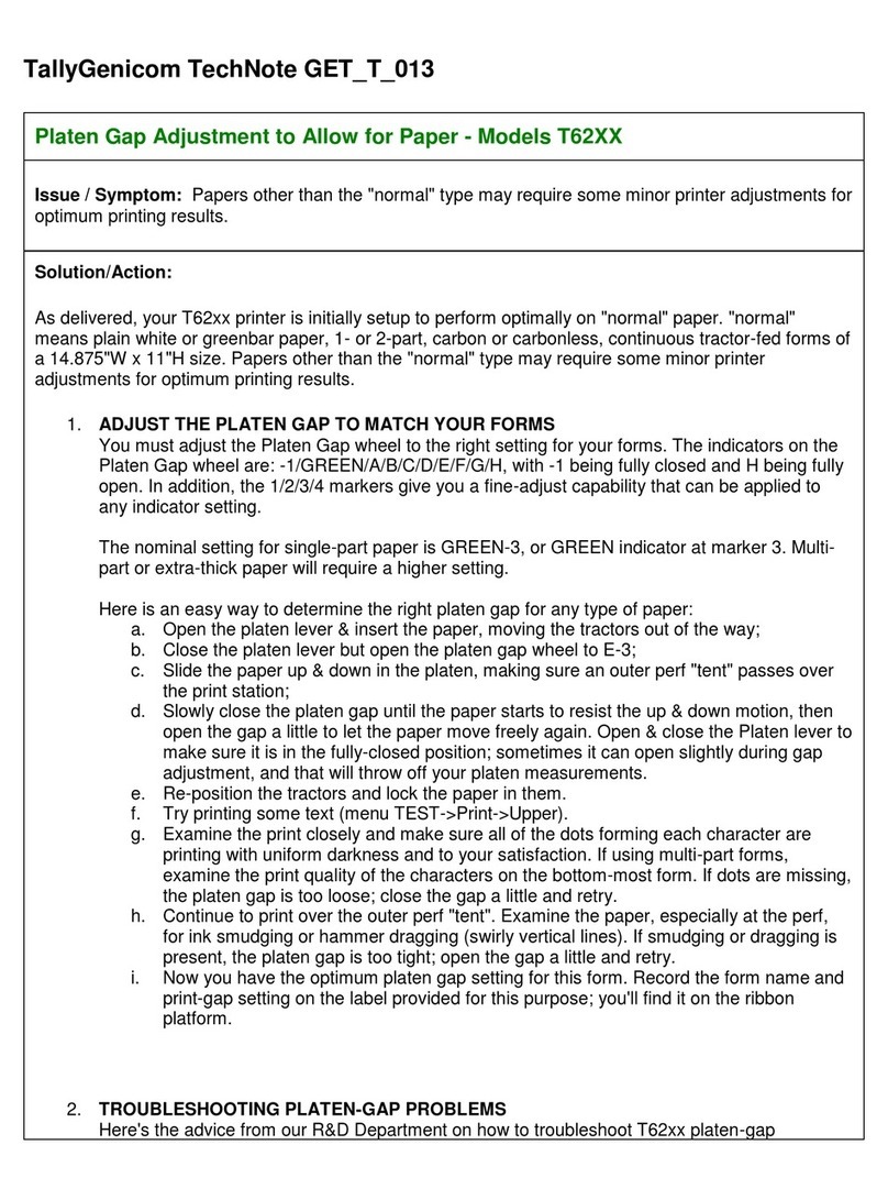 TallyGenicom T62 Series User manual TallyGenicom T62 Series User manual