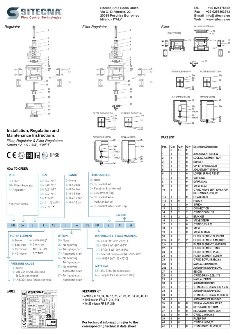 SITECNA FR 12 Series Installation, Regulation and Maintenance Instructions