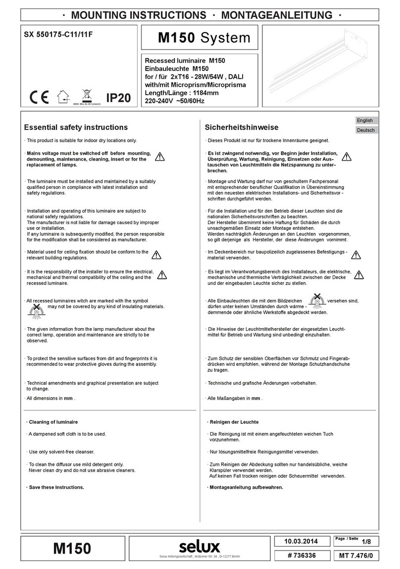 Selux M150 System Mounting instructions