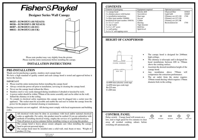 Fisher & Paykel EC90 DXV1 installation instructions