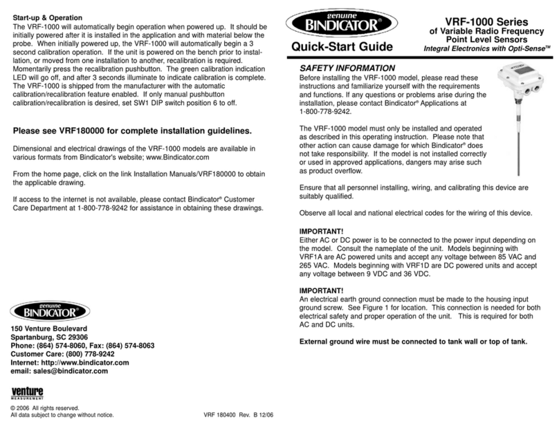 Venture Measurement Genuine Bindicator VRF-1000 Series User manual