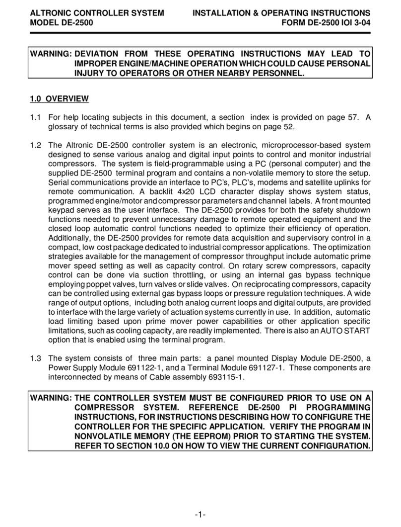 Altronic DE-2500 Installation & operating instructions Altronic DE-2500 Installation & operating instructions