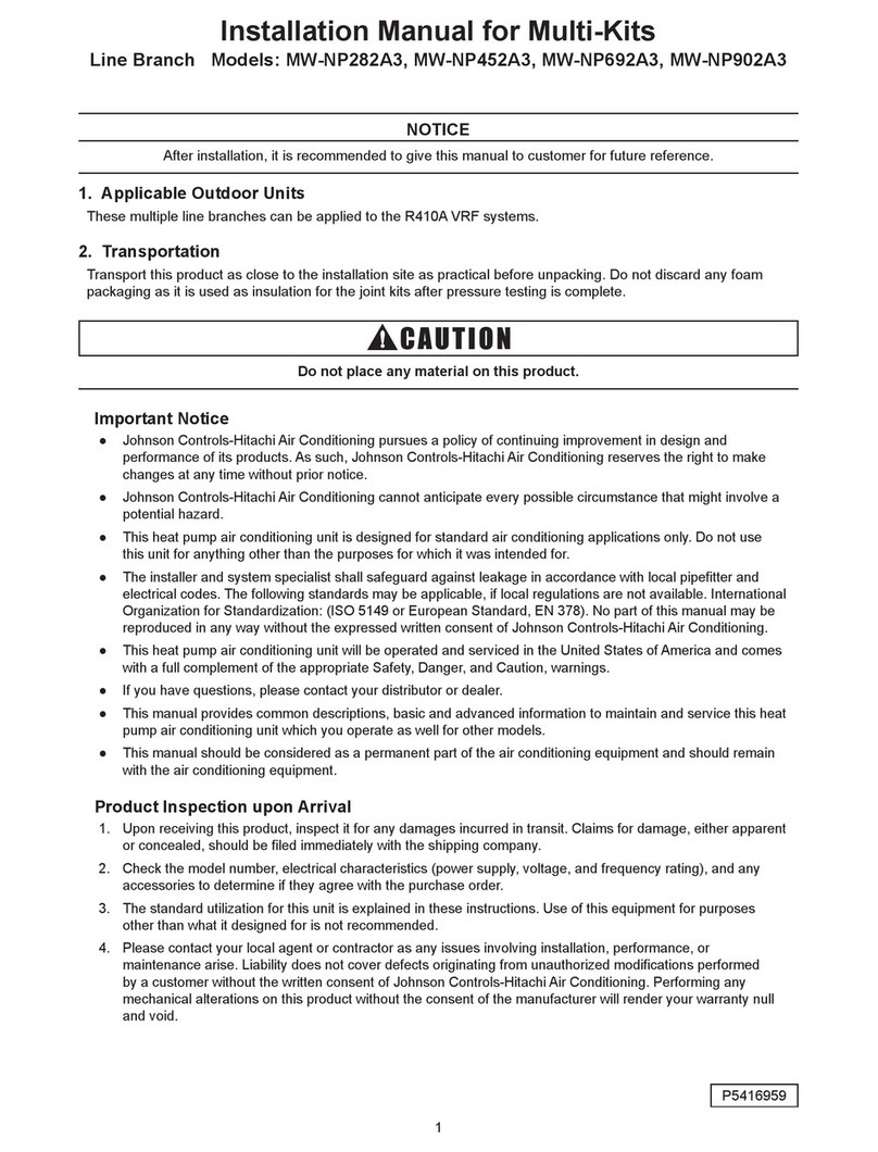 Johnson Controls Hitachi MW-NP282A3 User manual