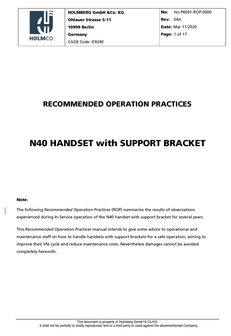 HOLMCO N40 Series RECOMMENDED OPERATION PRACTICES