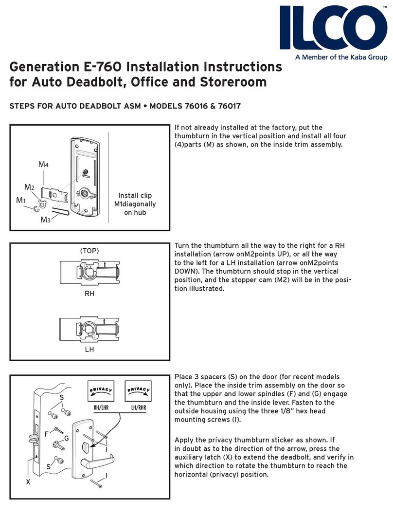 Kaba Generation E-760 AUTO DEADBOLT ASM Office User manual