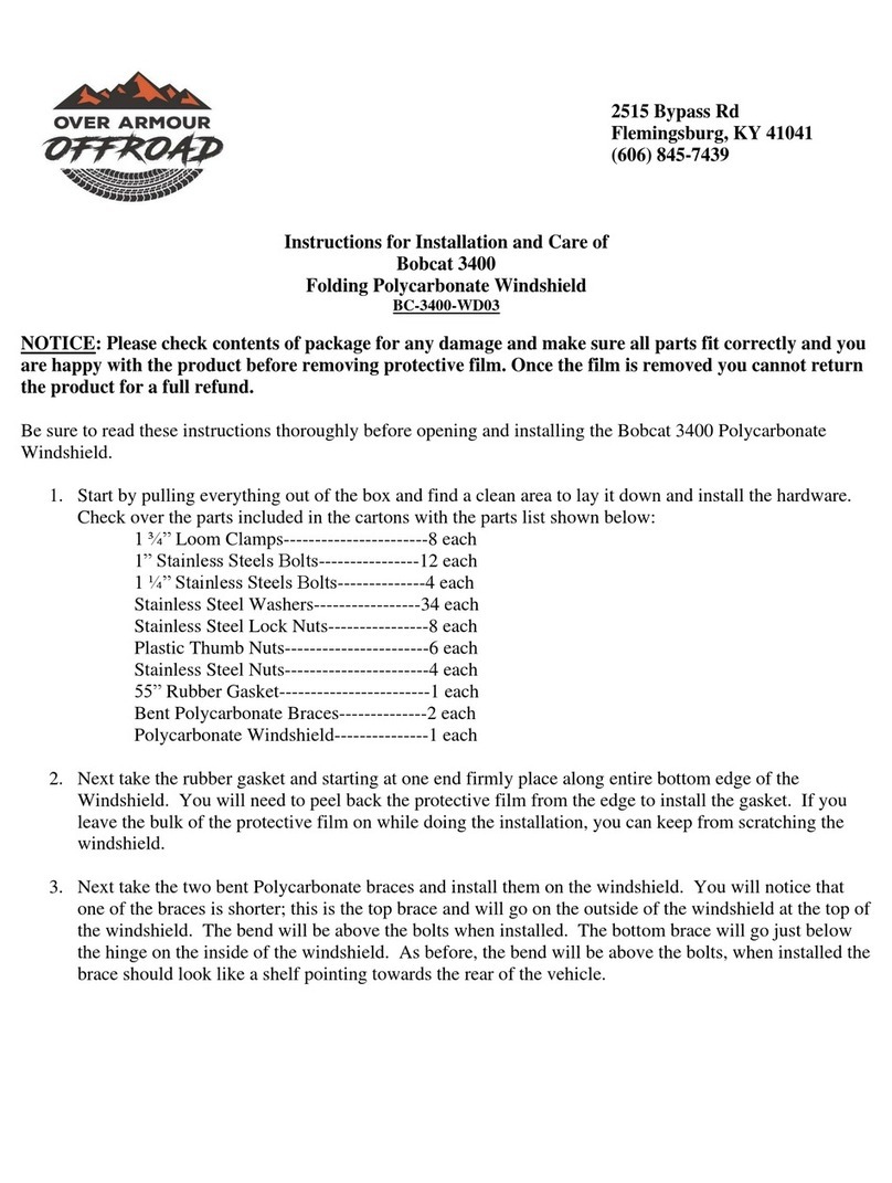Over Armour Offroad BC-3400-WD03 Instructions for Installation and Care Over Armour Offroad BC-3400-WD03 Instructions for Installation and Care