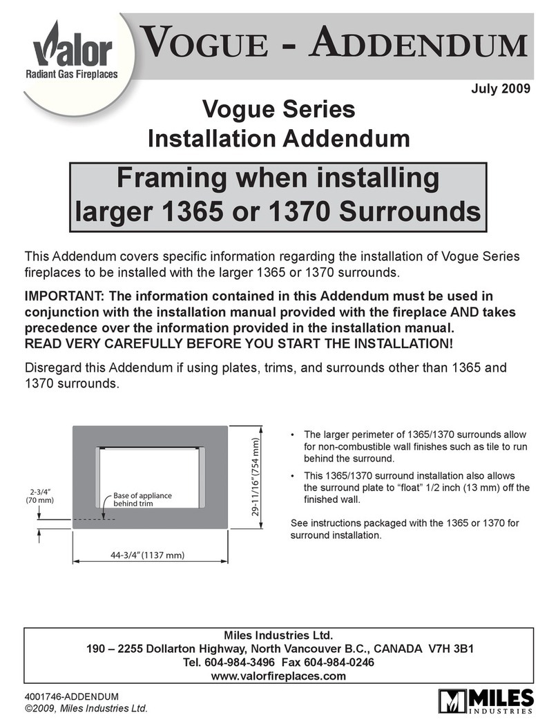 Miles Industries Valor Vogue Series Installation and operating instructions Miles Industries Valor Vogue Series Installation and operating instructions