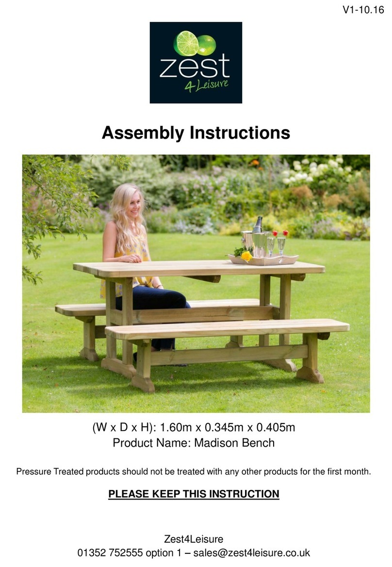 Zest 4 Leisure Madison Bench User manual Zest 4 Leisure Madison Bench User manual