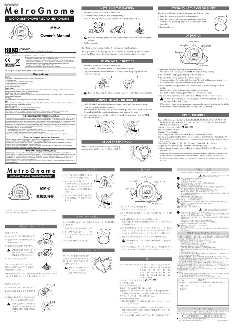 Korg MetroGnome User manual