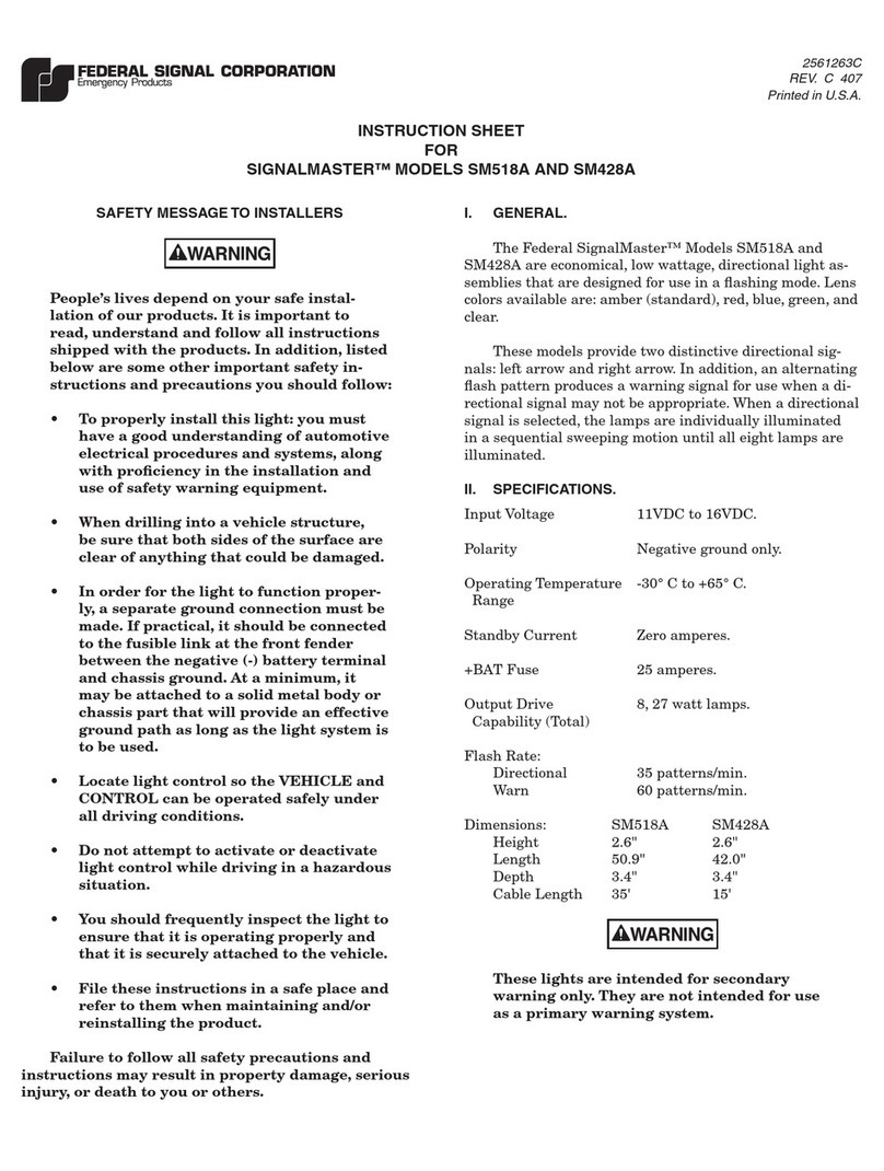 Federal Signal Corporation SIGNALMASTER SM518A instruction sheet