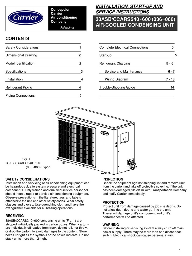 Carrier 38ASB Series Dimensions and installation guide Carrier 38ASB Series Dimensions and installation guide
