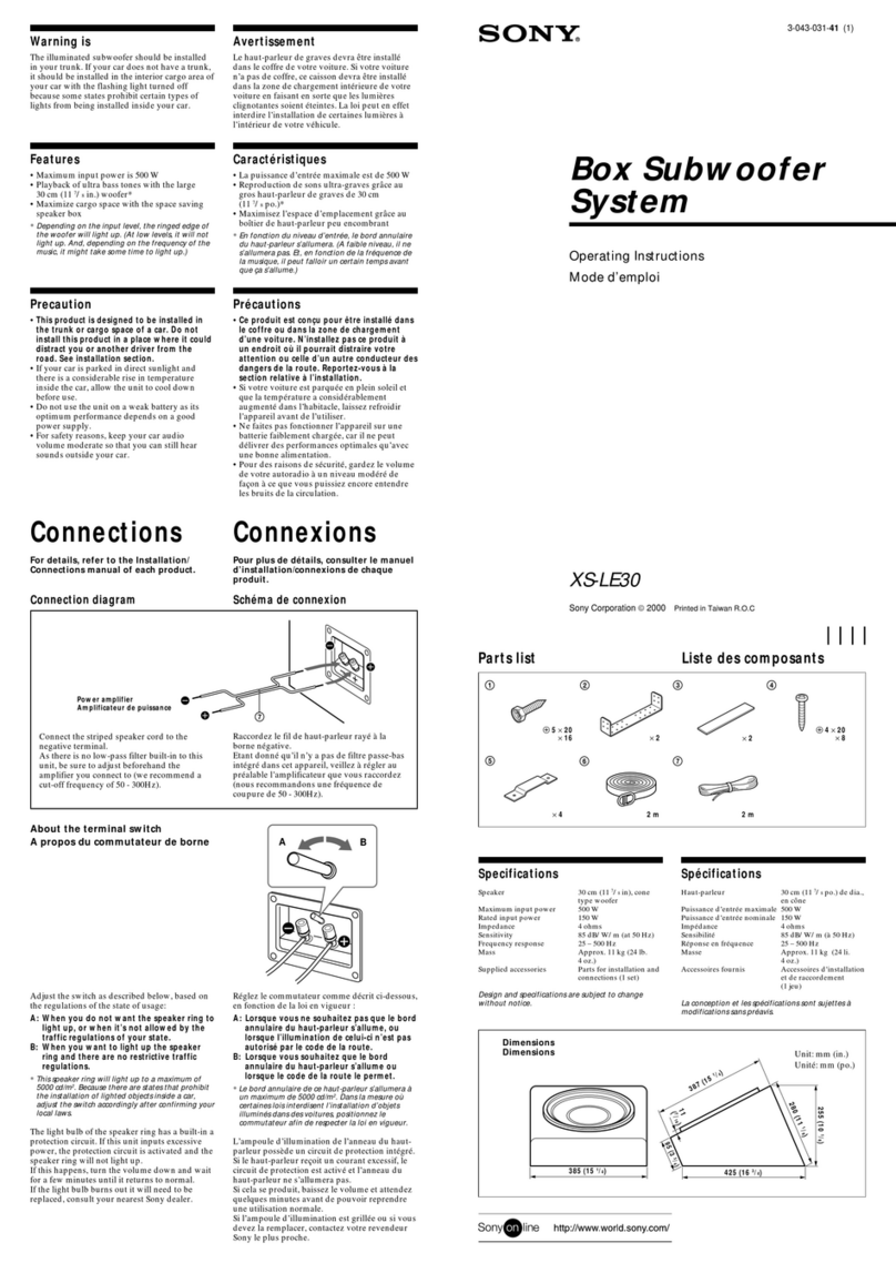 Sony XS-LE30 operating instructions