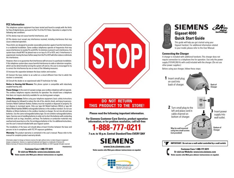Siemens Gigaset 4000 Comfort quick start guide