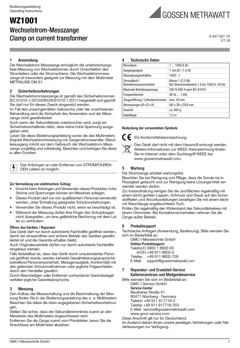 Gossen MetraWatt WZ1001 User manual