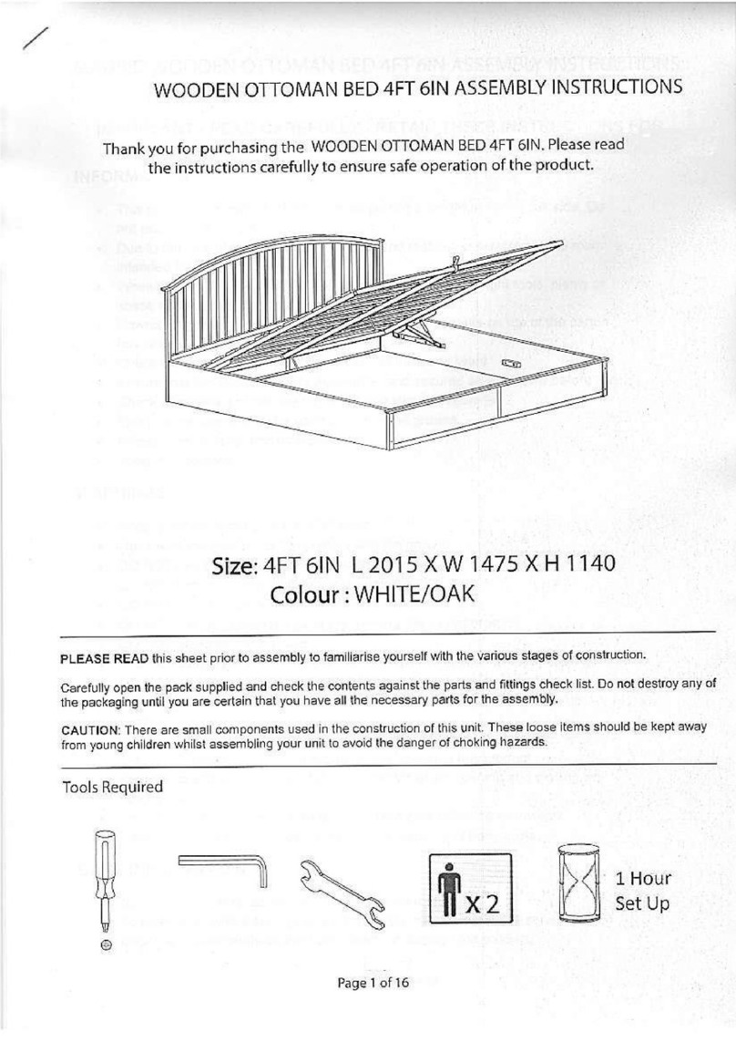 sweet dreams Wooden Ottoman Bed 4ft 6in Assembly instructions