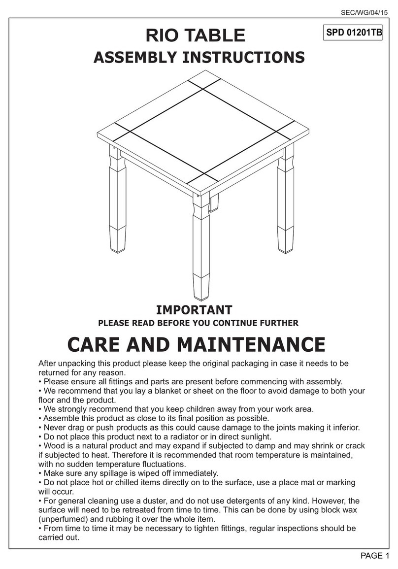 Seconique RIO TABLE User manual Seconique RIO TABLE User manual