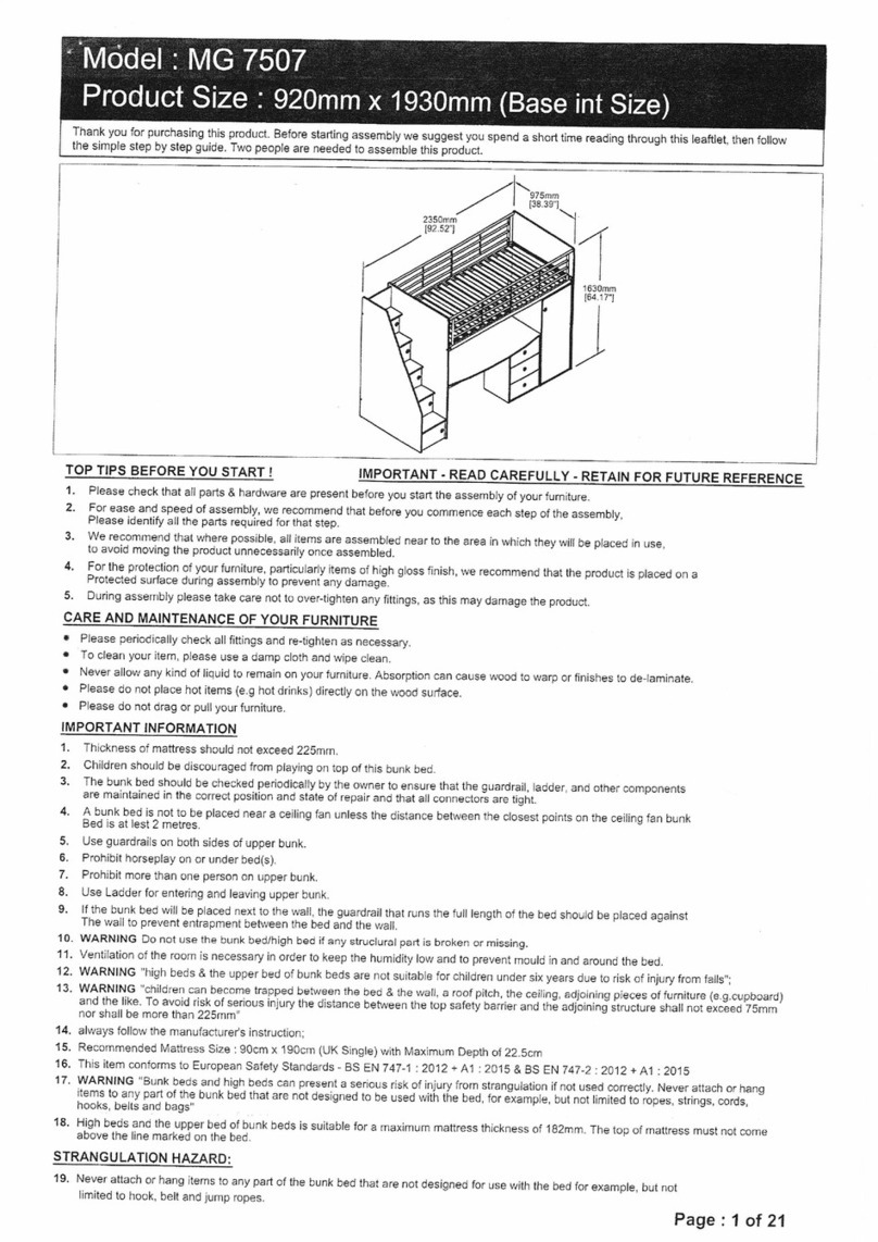 nest Dakota High Sleeper MG 7507 User manual