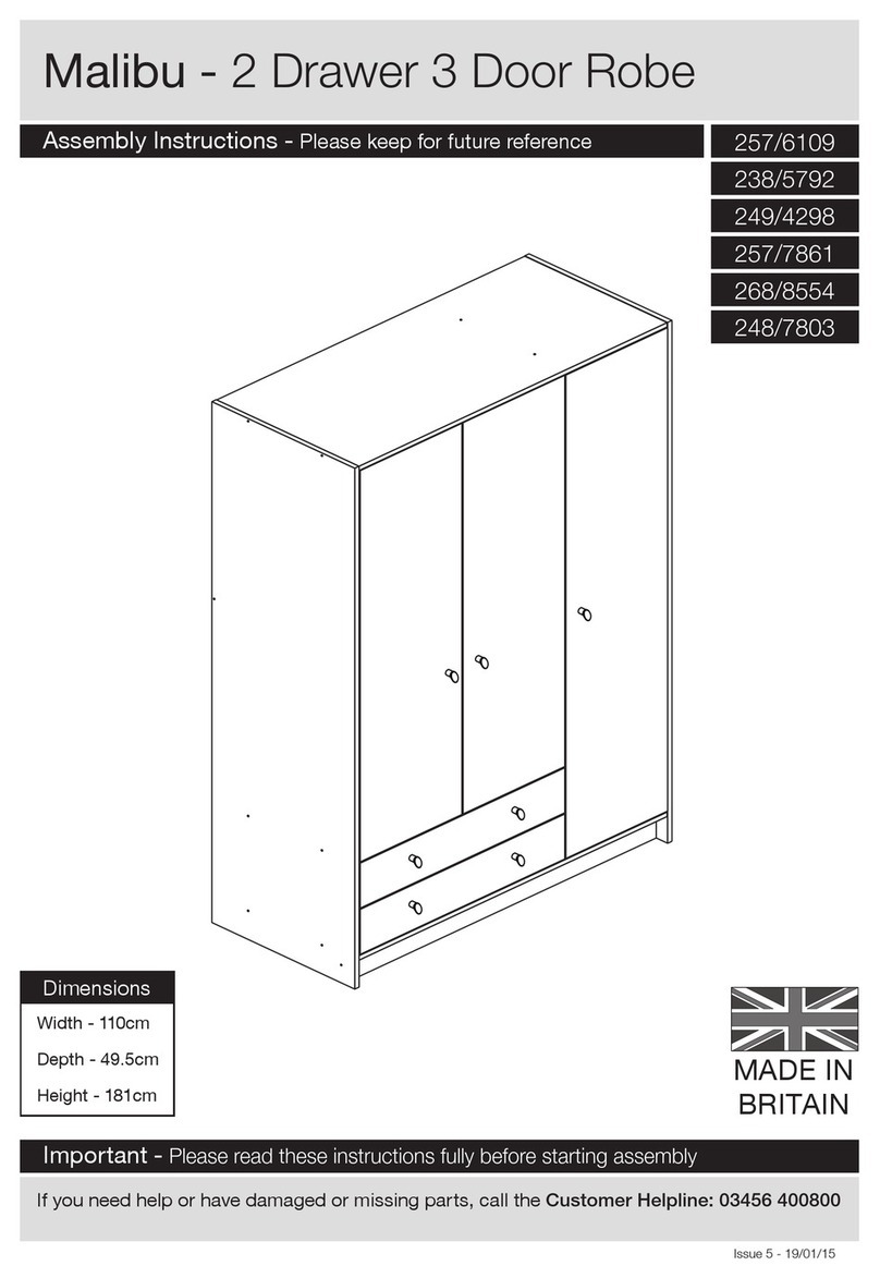 Argos Malibu 2 Drawer 3 Door Robe 257/6109 User manual