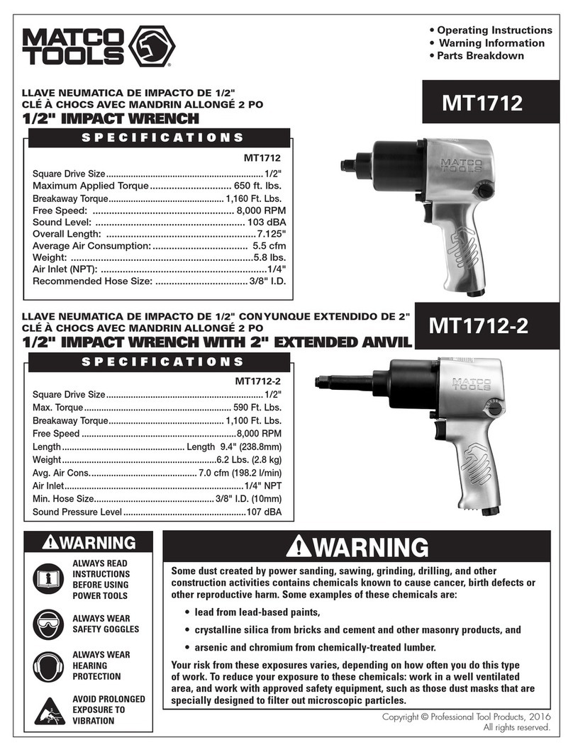 Matco Tools MT1712 Operating instructions, warning information, parts breakdown