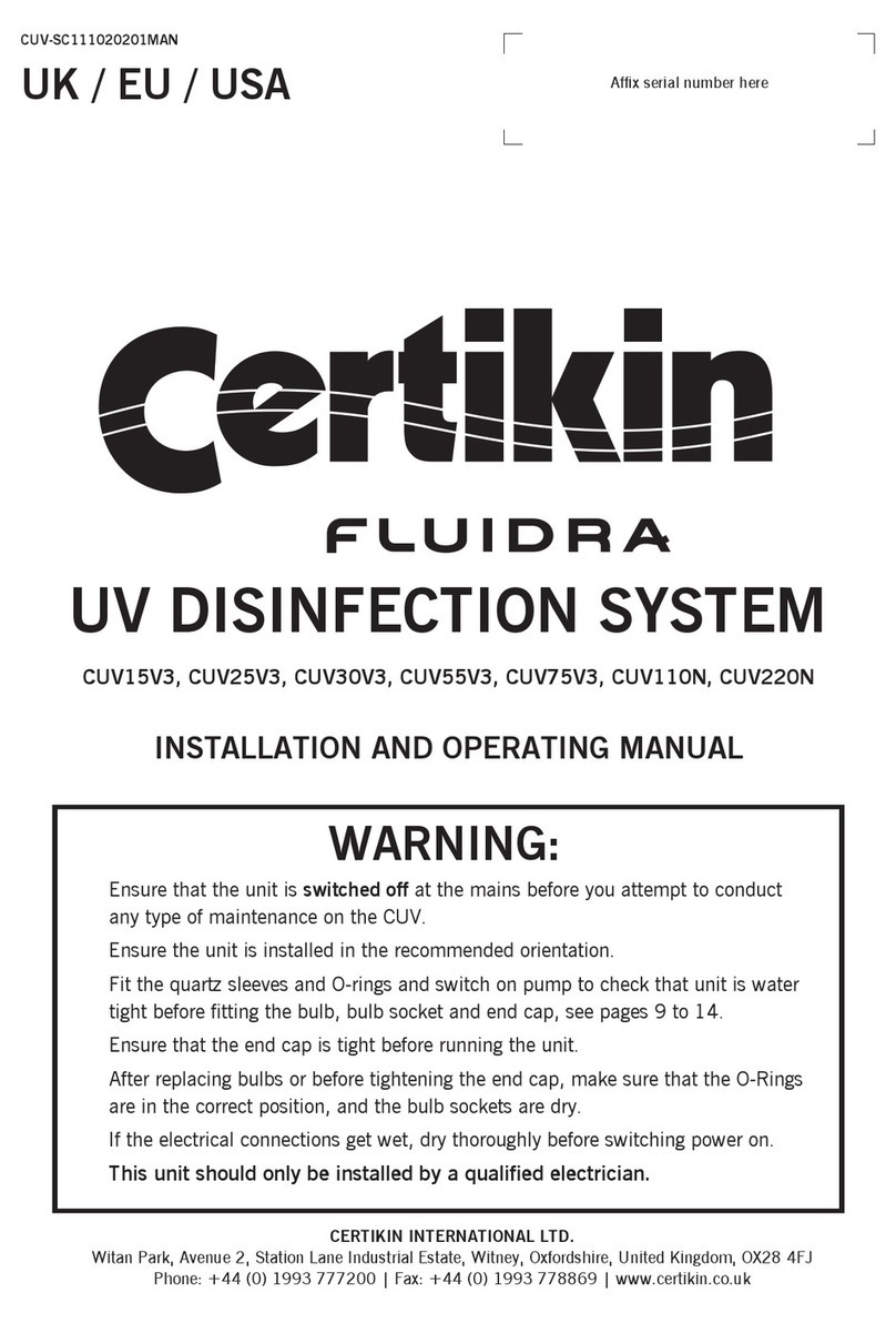 fluidra Certikin CUV15V3 Installation and operating manual