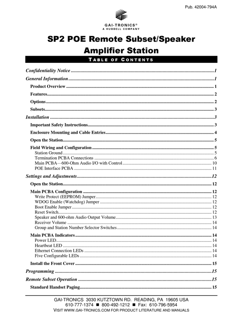 Hubbell GAI-TRONICS SP2 User manual
