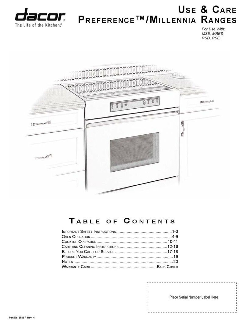 Dacor Preference MSE Series Use & care manual