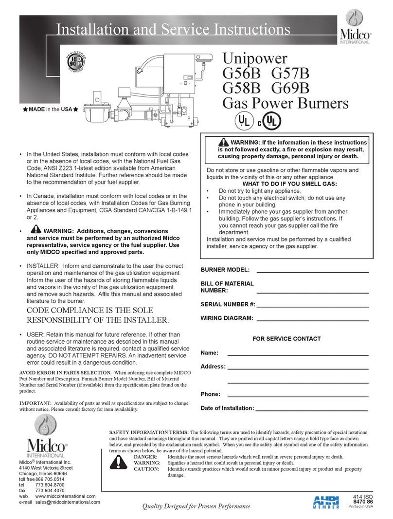 Midco Unipower G56B Installation and service instructions