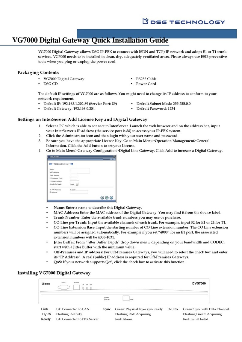 DSG Technology VG7000 Quick installation guide
