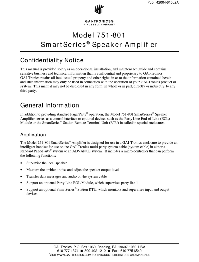 Hubbell Gai-Tronics SmartSeries 751-801 User manual
