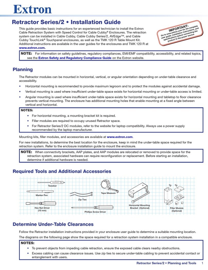 Extron electronics Retractor 2 Series installation guide