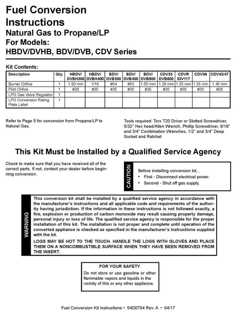 Hearth & Home HBDV Series Fuel conversion instructions