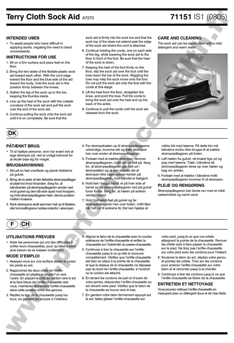 Patterson Homecraft Rolyan Terry Cloth Sock Aid manual