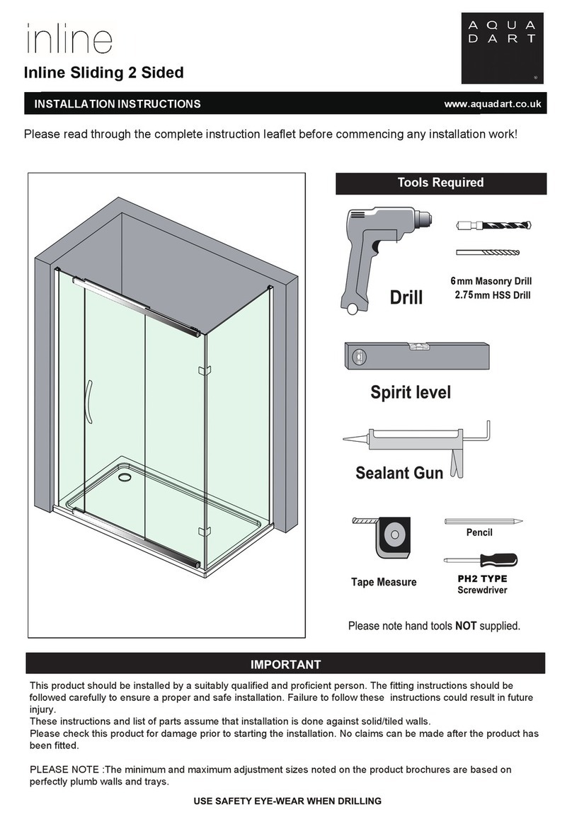 Aquadart inline Sliding 2 Sided installation instructions
