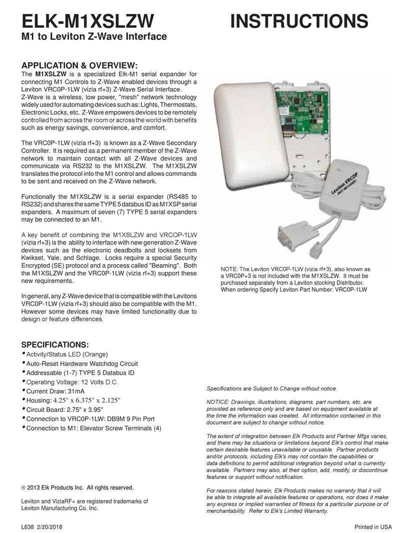 Elk ELK-M1XSLZW instructions