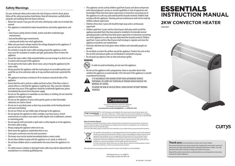 Currys Essentials C20CHW11 instruction manual