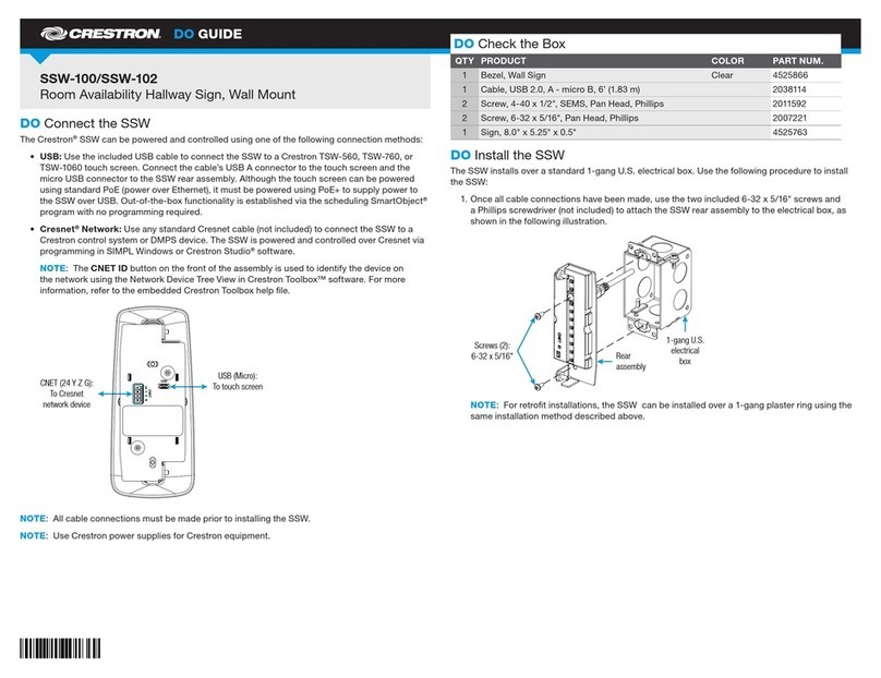 Crestron SSW-100 installation guide