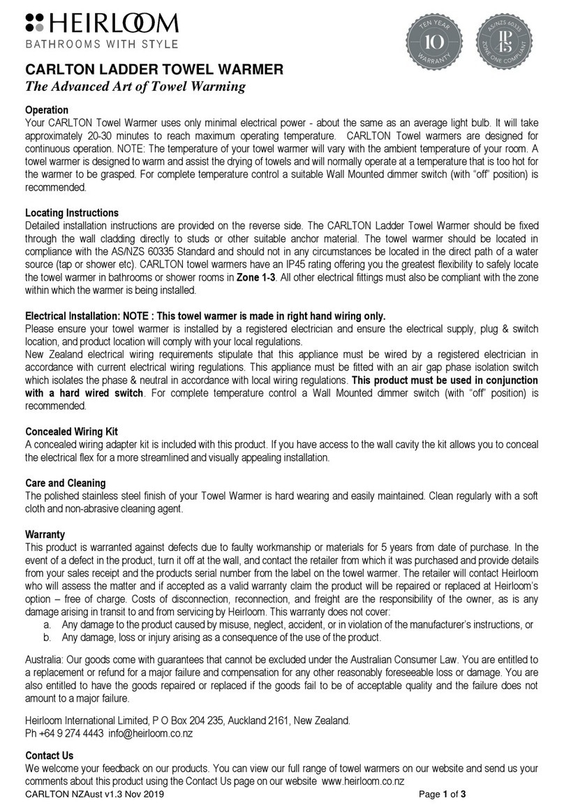 HEIRLOOM CARLTON installation instructions