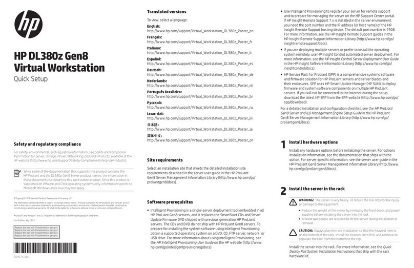 HP DL380z Gen8 Specification sheet
